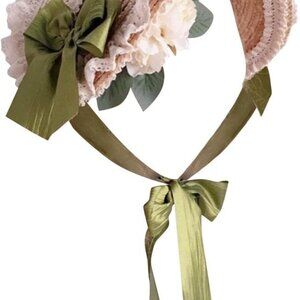 Women Girls Victorian Sun Hat Straw Adjustable Ribbons Flowers for Tea Party